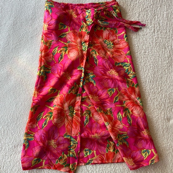 Beach Riot Floral Chiffon Side Tie Wrap Skirt OS - Picture 4 of 9